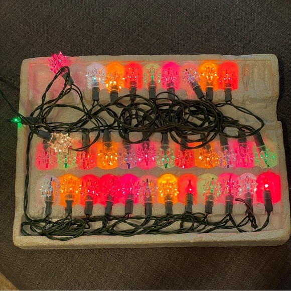 Vintage WORKING Crystal Star Christmas Lights Strand of 35 - Picture 3 of 4